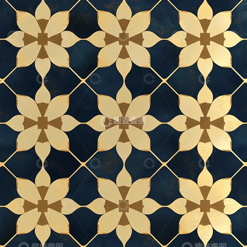 高清大图下载【趣麦麦图】金色花朵图案背景