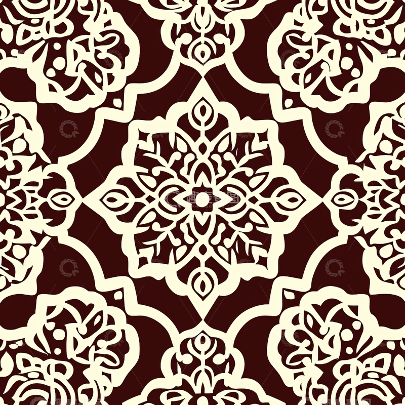 高清大图下载【趣麦麦图】米色背景上的深棕色对称花纹