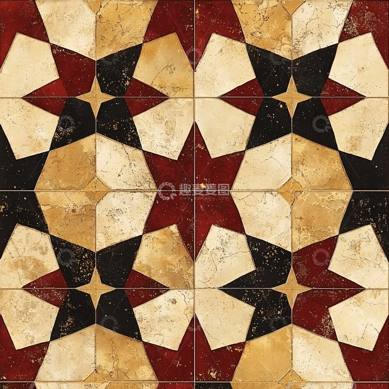 高清大图下载【趣麦麦图】复杂星形图案瓷砖