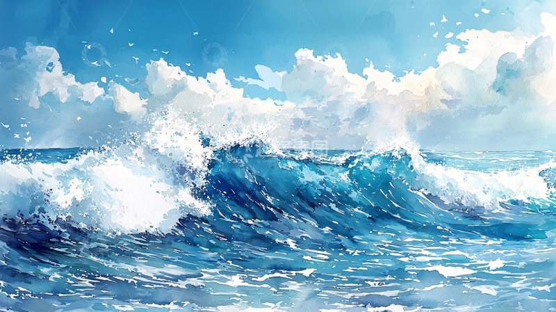 高清大图下载【趣麦麦图】海浪翻滚的蓝色海洋