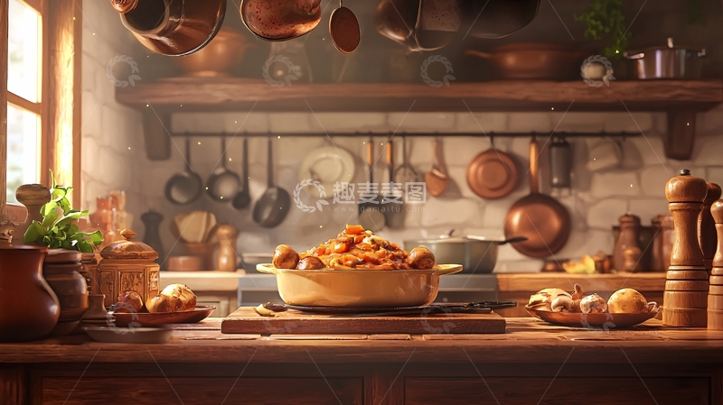 高清大图下载【趣麦麦图】温暖乡村厨房美食图
