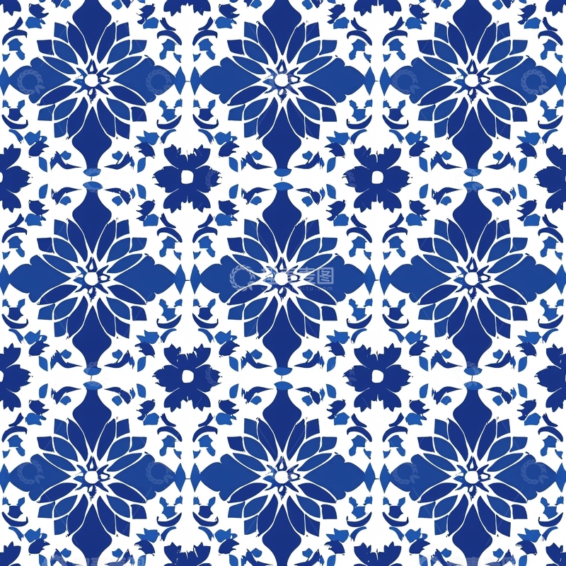 高清大图下载【趣麦麦图】青花瓷风格图案