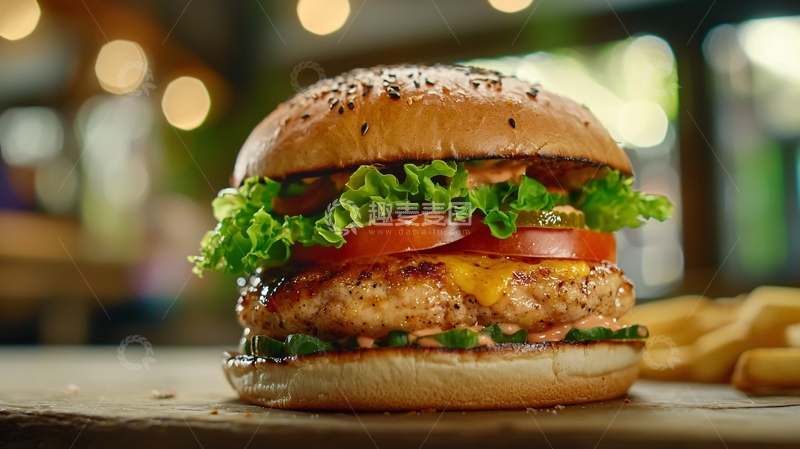 高清大图下载【趣麦麦图】美味诱人的鸡肉汉堡