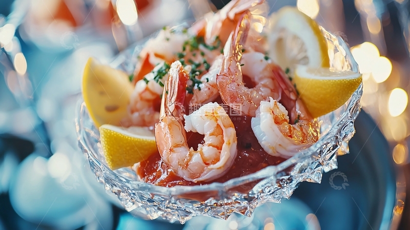 高清大图下载【趣麦麦图】鲜虾配柠檬汁