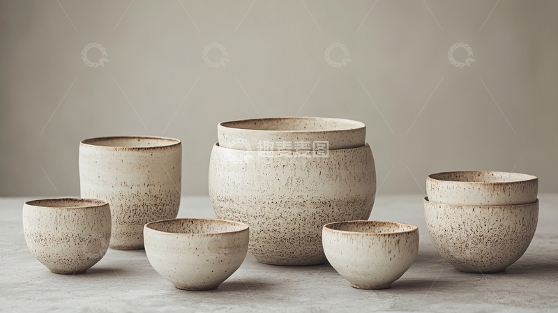 高清大图下载【趣麦麦图】米色陶瓷器皿组合