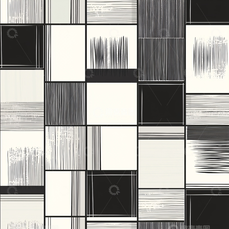 高清大图下载【趣麦麦图】黑白抽象方块背景