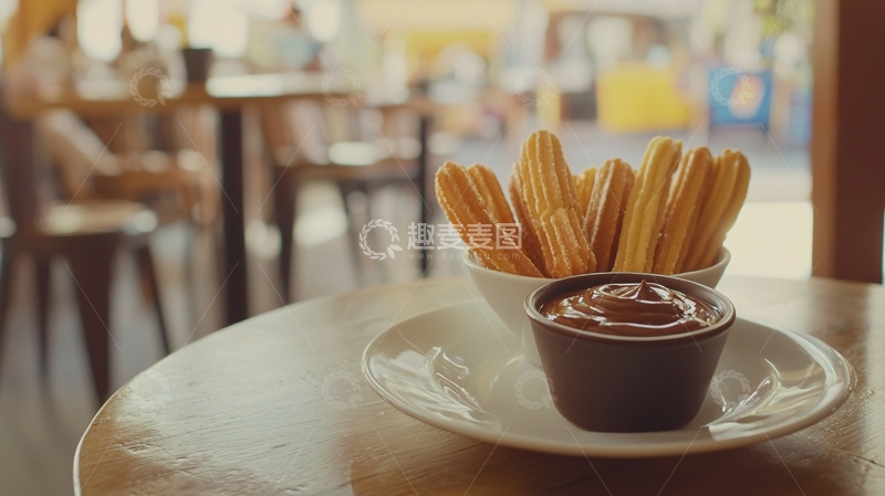 高清大图下载【趣麦麦图】油条蘸巧克力酱