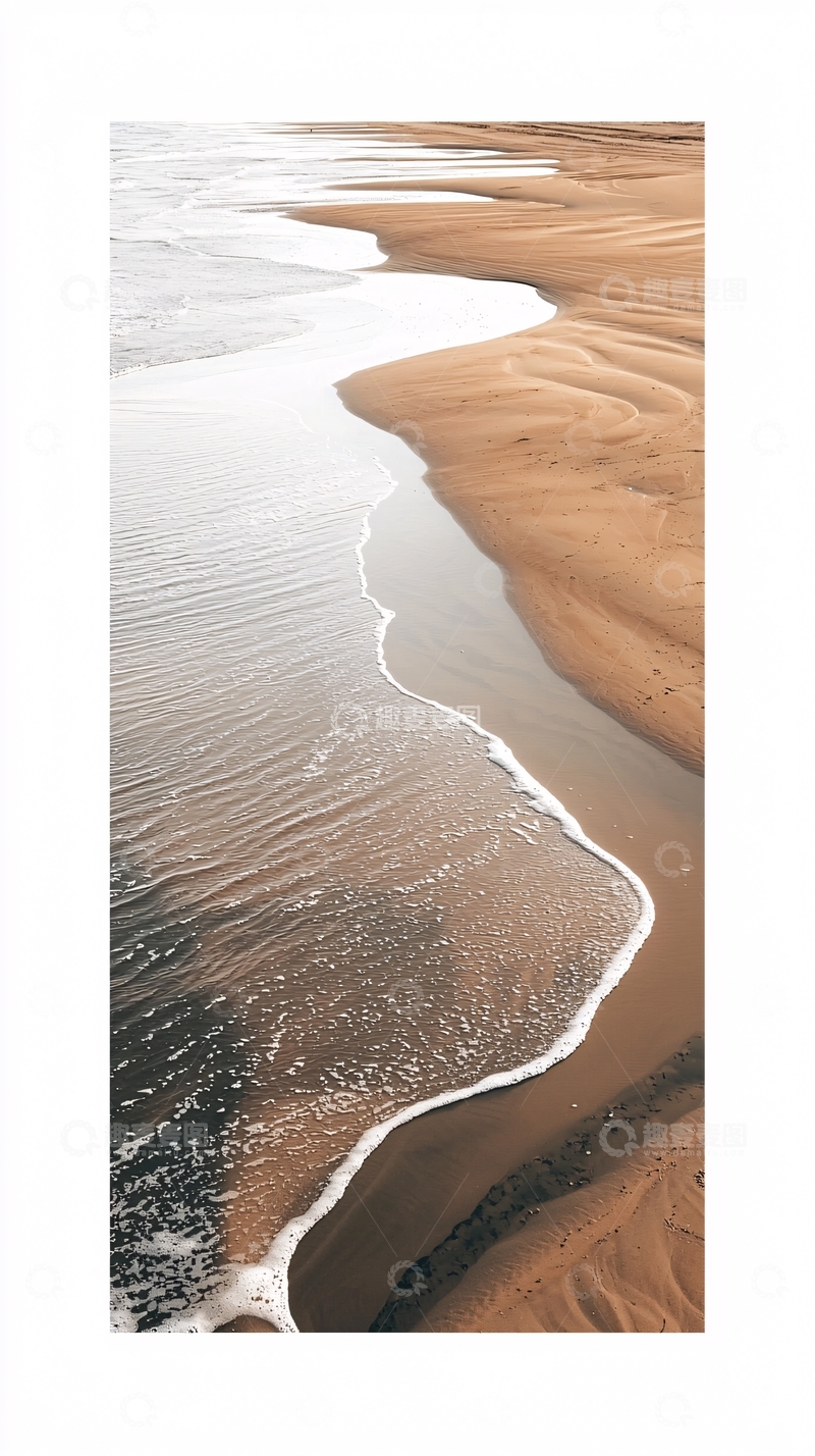 高清大图下载【趣麦麦图】海滩和波浪的平静交汇