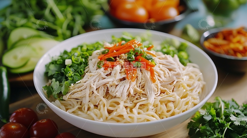 高清大图下载【趣麦麦图】美味鸡丝凉面