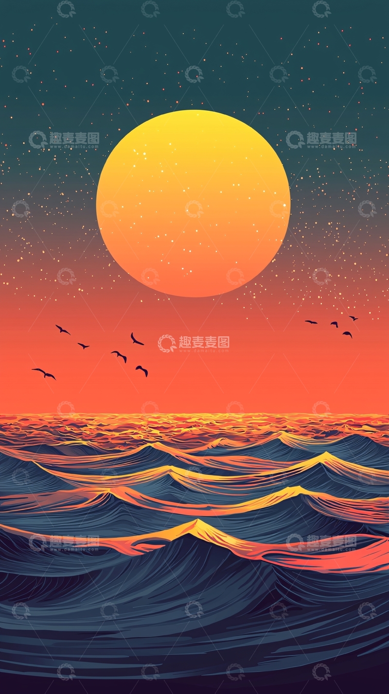 高清大图下载【趣麦麦图】海上日出