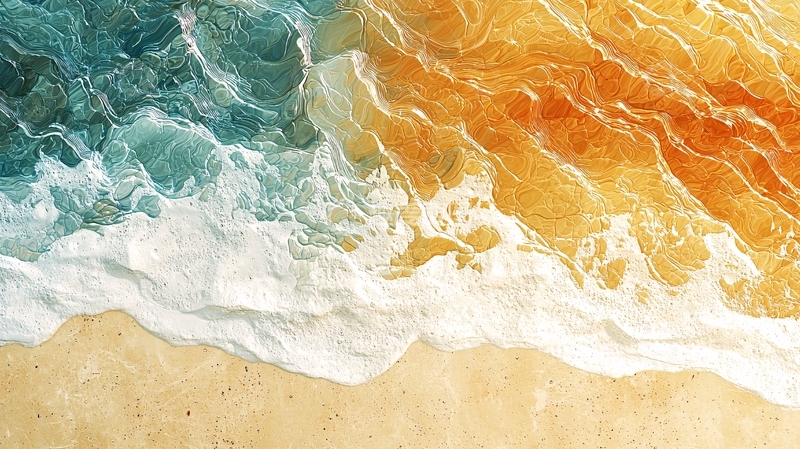 高清大图下载【趣麦麦图】蓝色与金色交织的海浪