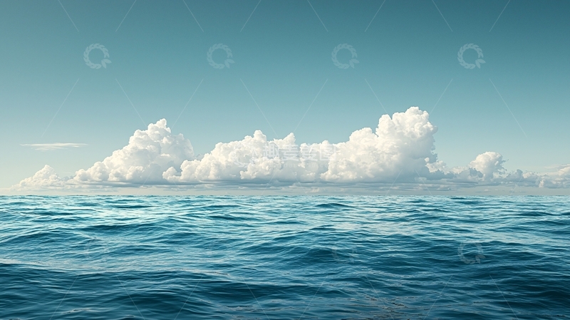 高清大图下载【趣麦麦图】平静海面上的白色云朵