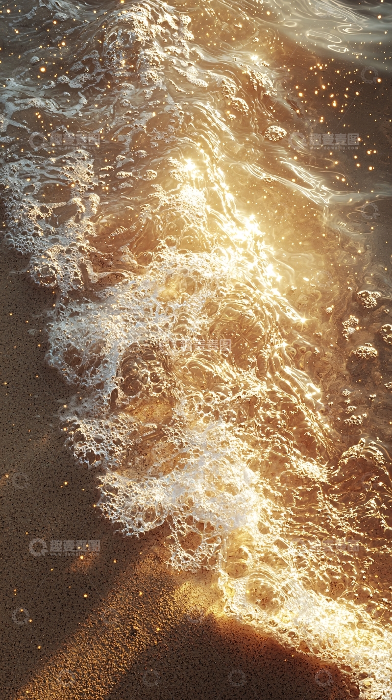 高清大图下载【趣麦麦图】阳光下的海浪泡沫