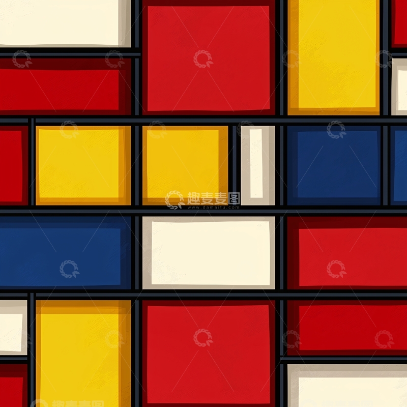 高清大图下载【趣麦麦图】红黄蓝白矩形色块