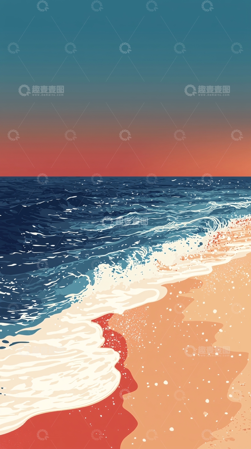 高清大图下载【趣麦麦图】海边日落的艺术场景