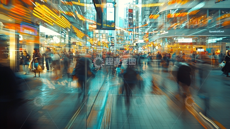 高清大图下载【趣麦麦图】繁华都市人群流动景象