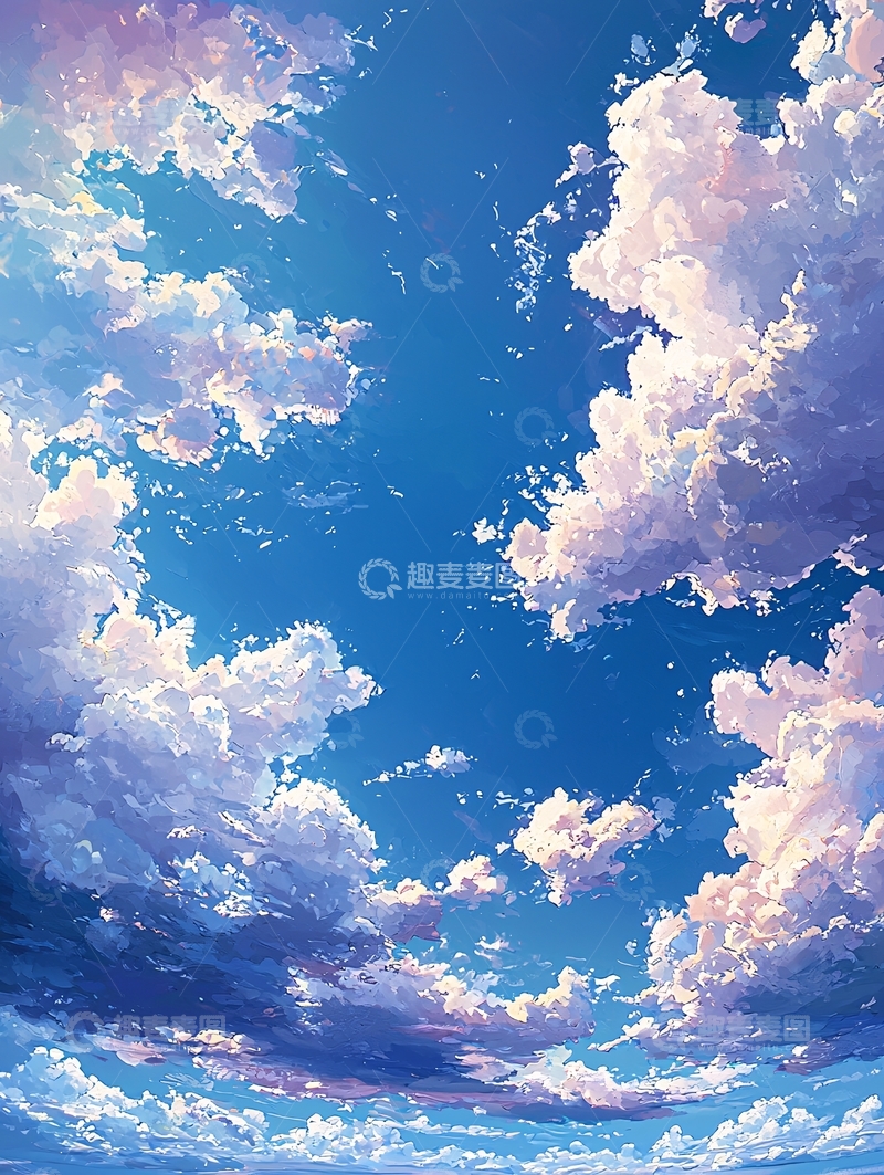 高清大图下载【趣麦麦图】动漫风格的蓝天白云