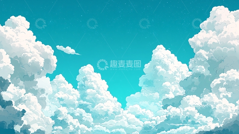 高清大图下载【趣麦麦图】-蓝天白云的清新景象