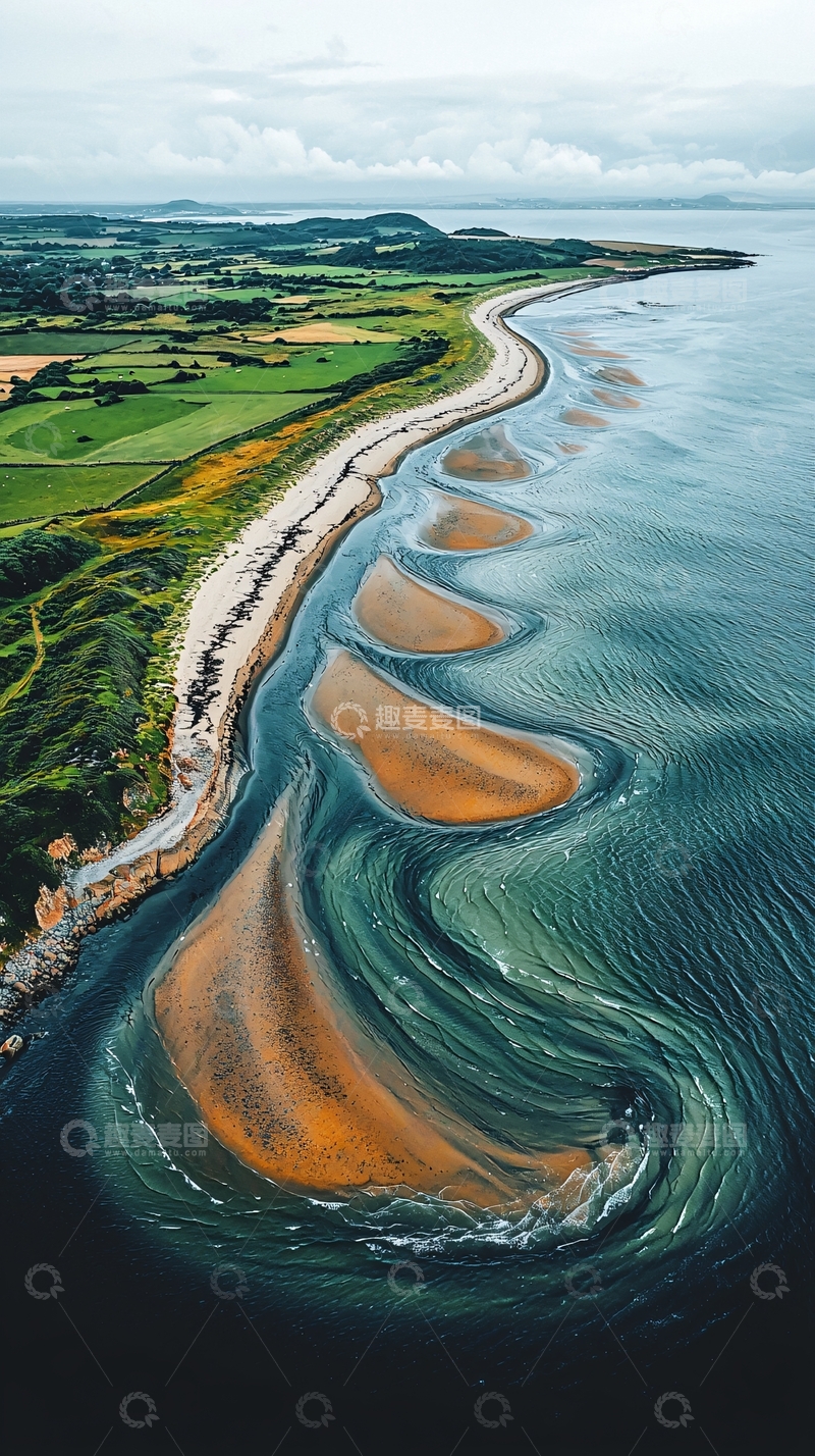 高清大图下载【趣麦麦图】海岸线上的金色沙滩