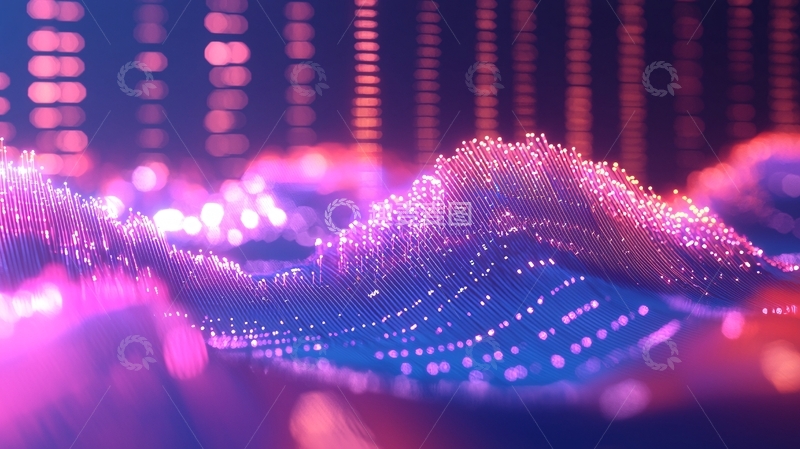 高清大图下载【趣麦麦图】粉色紫色光点粒子波浪