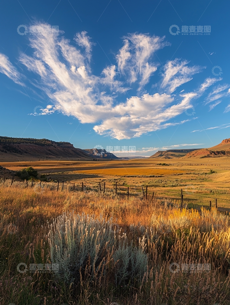 高清大图下载【趣麦麦图】田野上的云朵蓝天