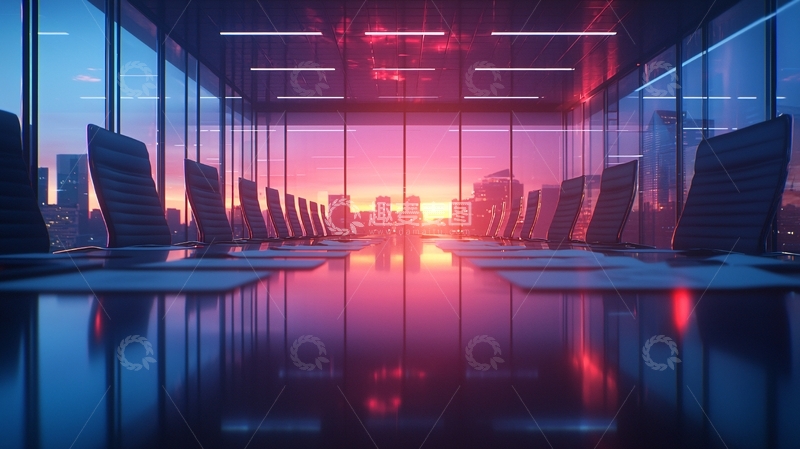 高清大图下载【趣麦麦图】都市日出商务会议室