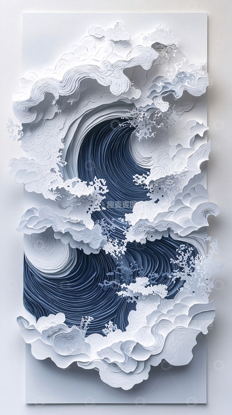 高清大图下载【趣麦麦图】纸艺海浪