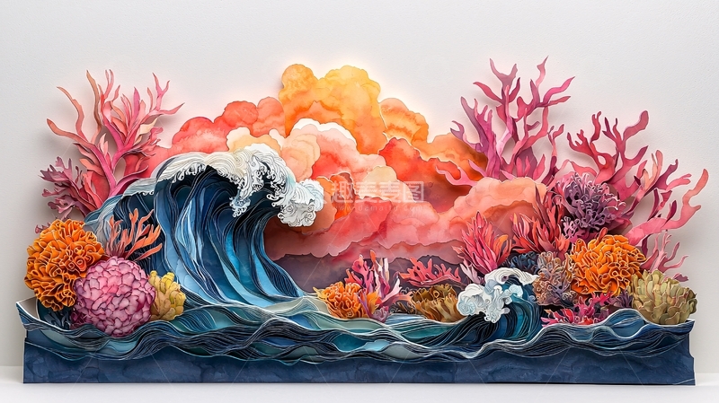 高清大图下载【趣麦麦图】波涛汹涌的珊瑚礁