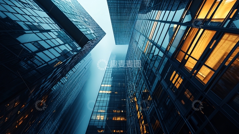 高清大图下载【趣麦麦图】仰视都市摩天大楼
