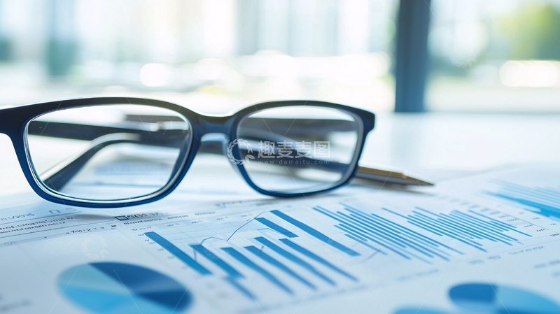 高清大图下载【趣麦麦图】办公桌上的眼镜和报表