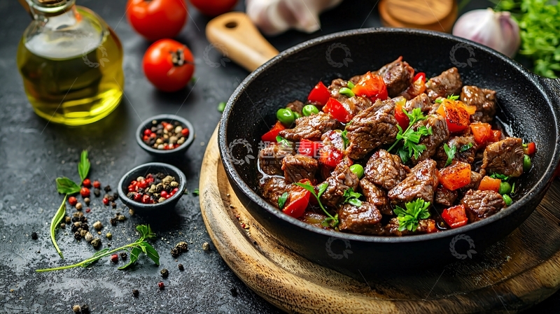 高清大图下载【趣麦麦图】铁锅牛肉炒饭