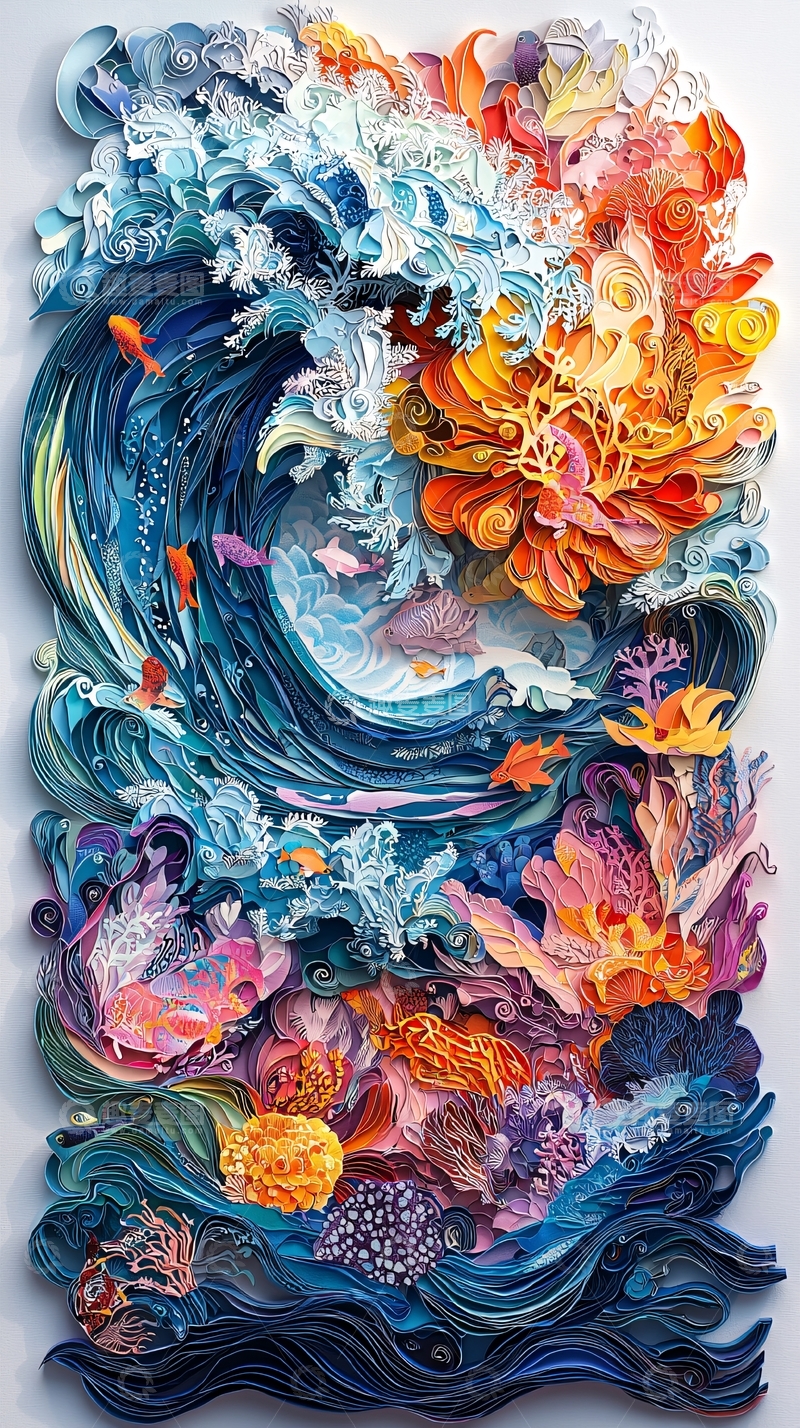 高清大图下载【趣麦麦图】海浪与珊瑚礁的艺术