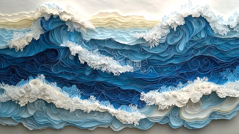高清大图下载【趣麦麦图】波涛汹涌的蓝色大海