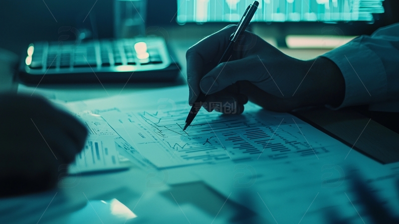 夜晚办公桌写字