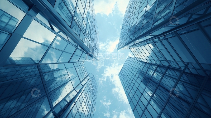 高清大图下载【趣麦麦图】仰望都市摩天大楼