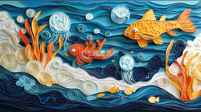 高清大图下载【趣麦麦图】纸艺海洋生物