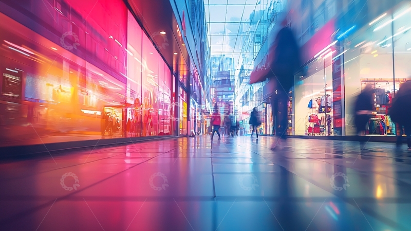 高清大图下载【趣麦麦图】现代都市商业街夜景