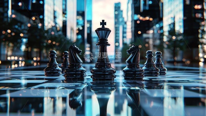 高清大图下载【趣麦麦图】都市背景下的黑色棋子