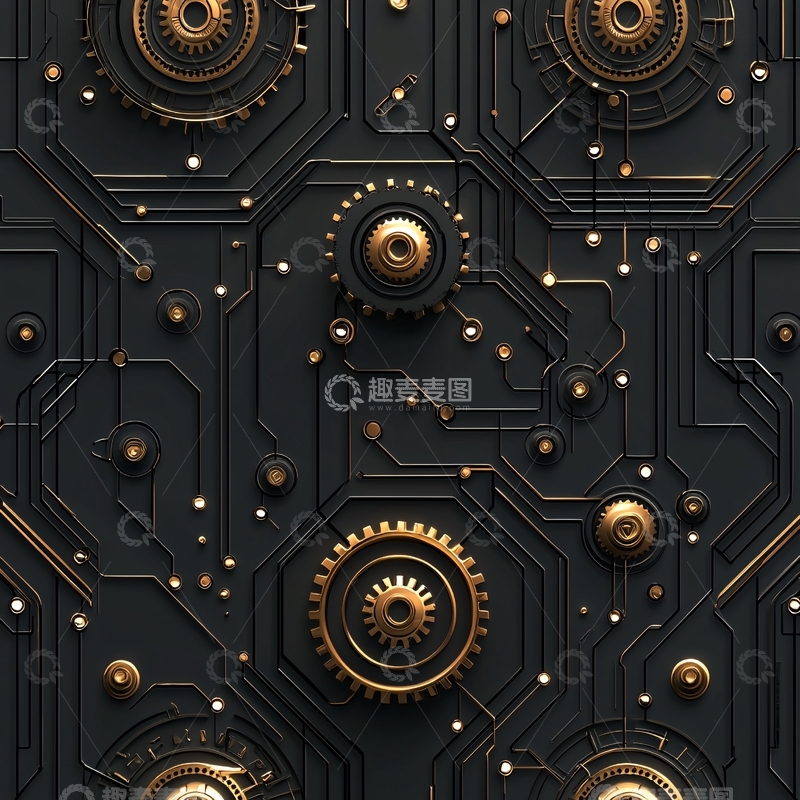 高清大图下载【趣麦麦图】复杂机械电路齿轮图案