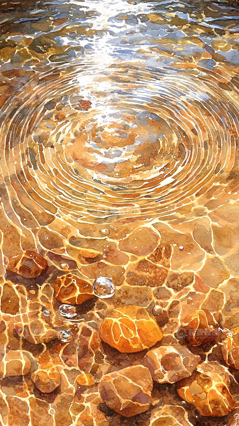 高清大图下载【趣麦麦图】水面波纹下的鹅卵石