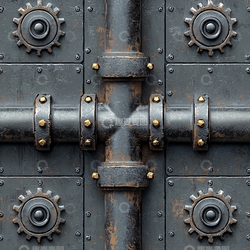 高清大图下载【趣麦麦图】蒸汽朋克风金属管道连接