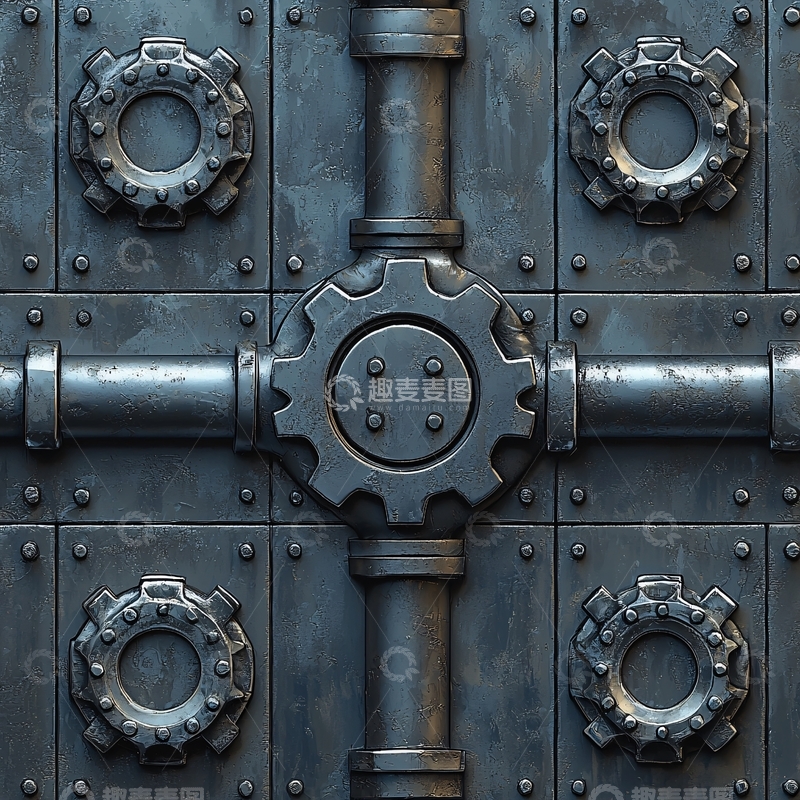 高清大图下载【趣麦麦图】机械齿轮金属板组合图案