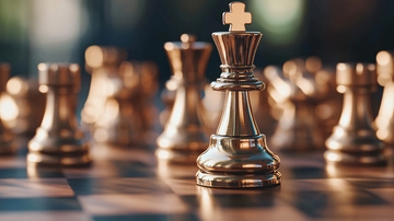 金色棋盘上的象棋国王