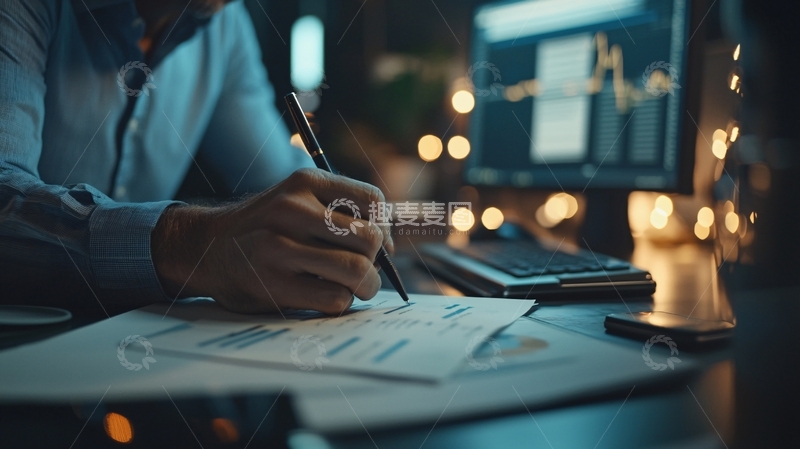 高清大图下载【趣麦麦图】夜晚办公桌