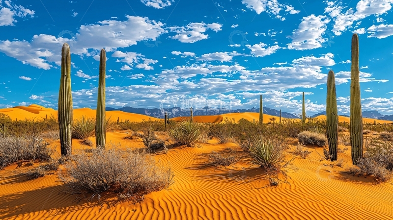高清大图下载【趣麦麦图】沙漠仙人掌蓝天白云