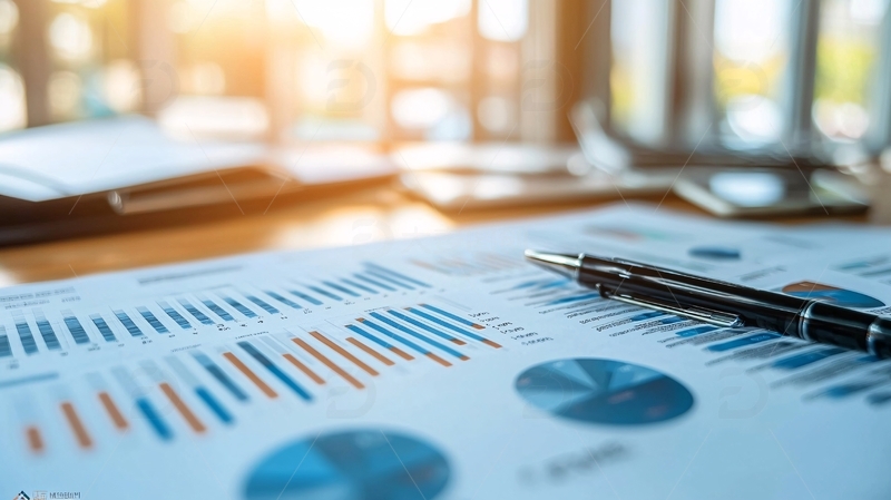 办公桌上的报表与笔