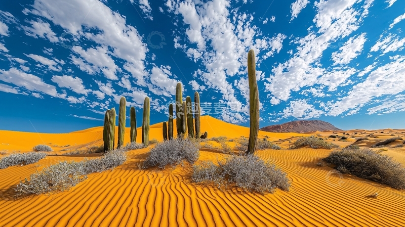 高清大图下载【趣麦麦图】沙漠仙人掌与蓝天