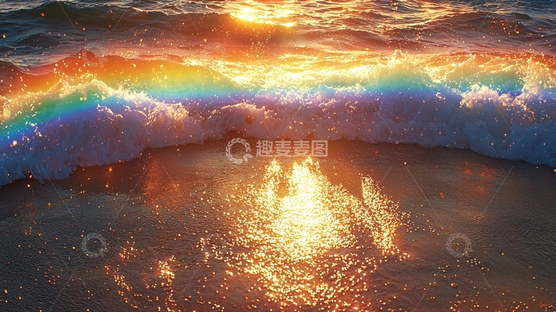 高清大图下载【趣麦麦图】阳光照耀下的彩色海浪