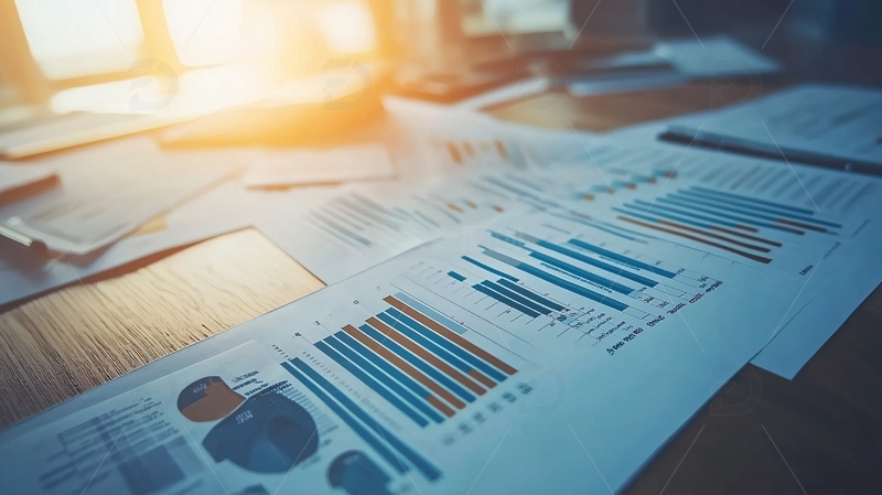 办公桌上的报表数据