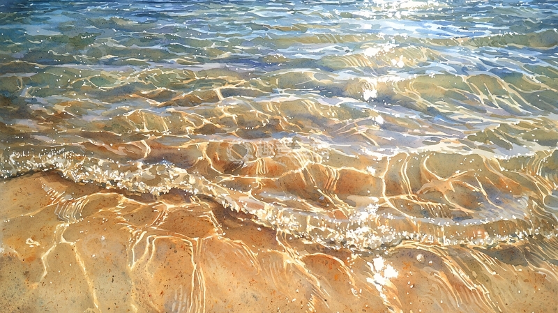 高清大图下载【趣麦麦图】清澈海水下的沙滩浅滩